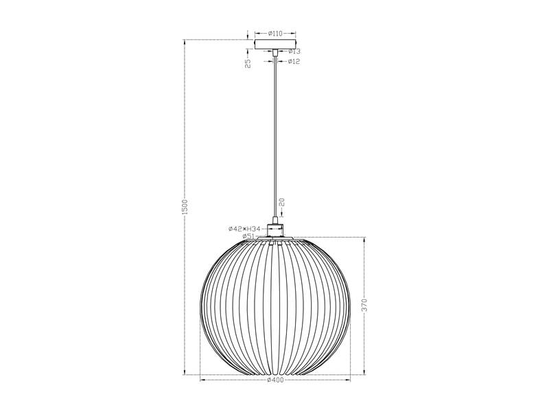 LED Kugel Pendelleuchte mit Acryllamellen Silber Chrom, Ø 40cm