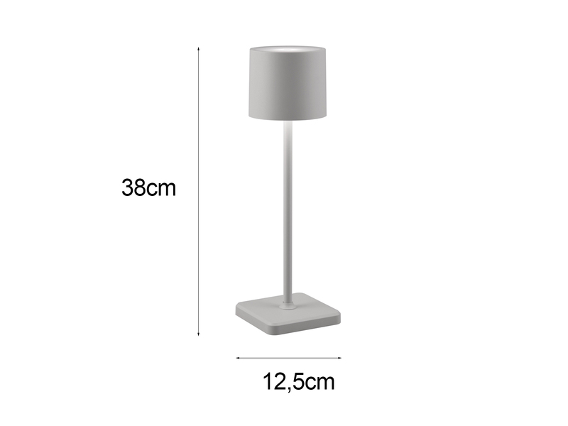 Akku LED Tischleuchte FERNANDEZ für Innen & Außen, Grau Höhe 38cm