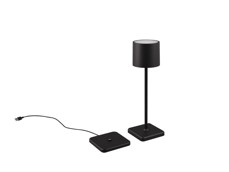 2er SET Akku LED Tischleuchten ohne Kabel für Innen & Außen, Schwarz Höhe 38cm