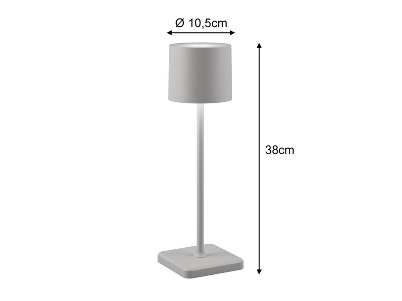 6er SET Akku LED Outdoor Tischleuchten FERNANDEZ Grau ohne Kabel, H: 38cm