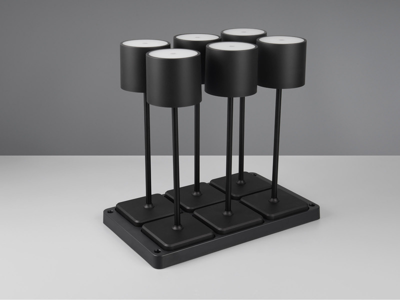 6er SET Akku LED Outdoor Tischleuchten FERNANDEZ Schwarz ohne Kabel, H: 38cm