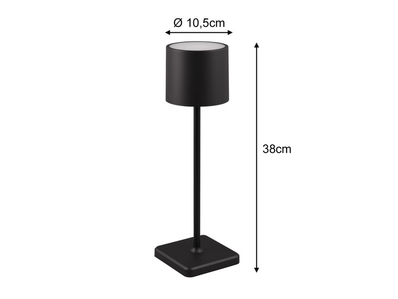 6er SET Akku LED Outdoor Tischleuchten FERNANDEZ Schwarz ohne Kabel, H: 38cm