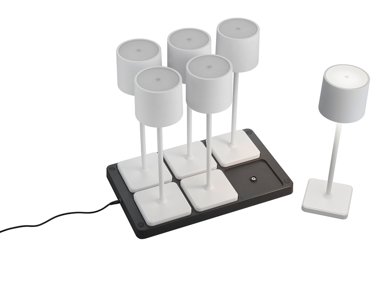 6er SET Akku LED Outdoor Tischleuchten FERNANDEZ Weiß ohne Kabel, H: 38cm