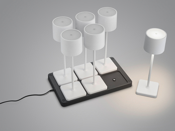 6er SET Akku LED Outdoor Tischleuchten FERNANDEZ Weiß ohne Kabel, H: 38cm