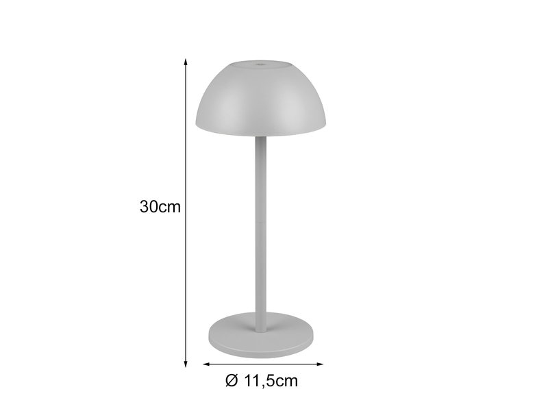 Akku LED Tischleuchte RICARDO für Innen & Außen, Grau Höhe 30cm