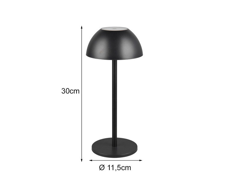 Akku LED Tischleuchten 2er SET für Innen & Außen, Schwarz Höhe 30cm