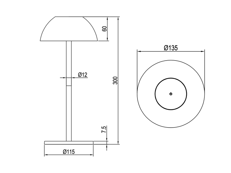 Akku LED Tischleuchten 2er SET für Innen & Außen, Schwarz Höhe 30cm