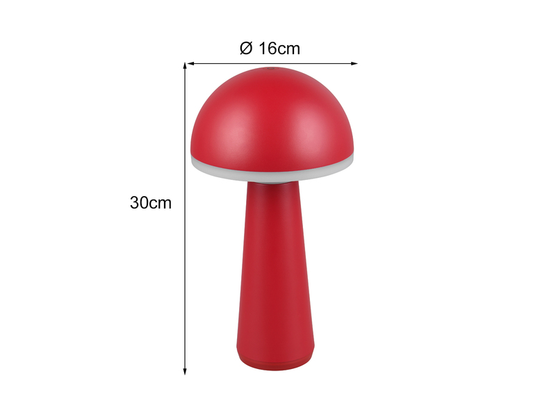 Akku LED Tischleuchte FUNGO kabellos für Innen & Außen, Rot - Höhe 30cm