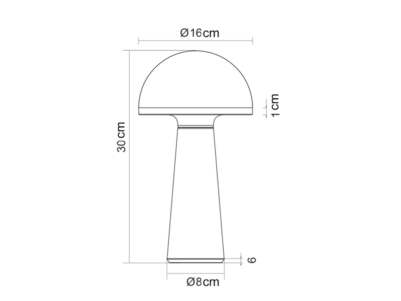 Akku LED Tischleuchte FUNGO kabellos für Innen & Außen, Weiß - Höhe 30cm