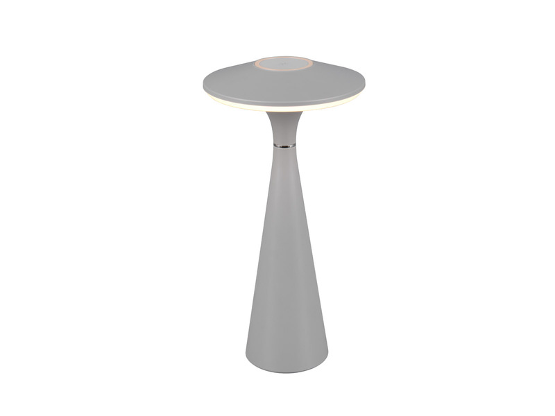 Akku LED Tischleuchte TORREZ dimmbar, für Innen & Außen, Grau Höhe 28cm