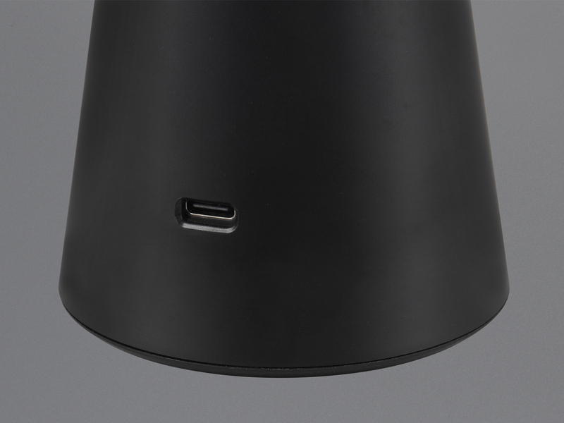 Akku LED Tischleuchte TORREZ dimmbar, für Innen & Außen, Schwarz Höhe 28cm
