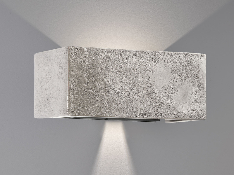 LED Wandleuchte COG Silber Antik, rechteckig Up and Down, 23cm breit