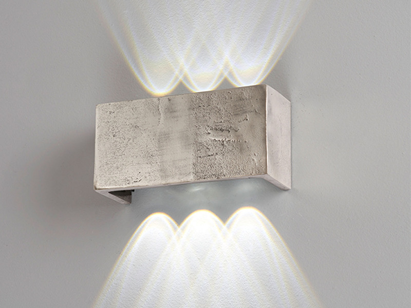 LED Wandleuchte COG Silber Antik, rechteckig Up and Down, 21cm breit