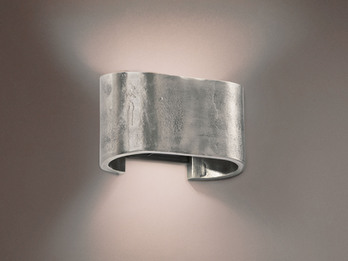 LED Wandleuchte COG Silber Antik, halbrund Up and Down, 20cm breit