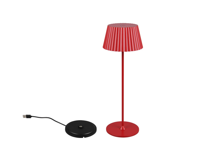 Akku LED Tischleuchte SUAREZ kabellos für Innen & Außen, Rot - Höhe 39cm