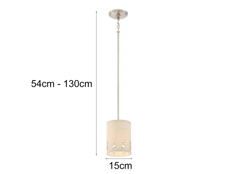 Kleine LED Pendelleuchte aus Stoff, 4-stufig höhenverstellbar, Ø15cm