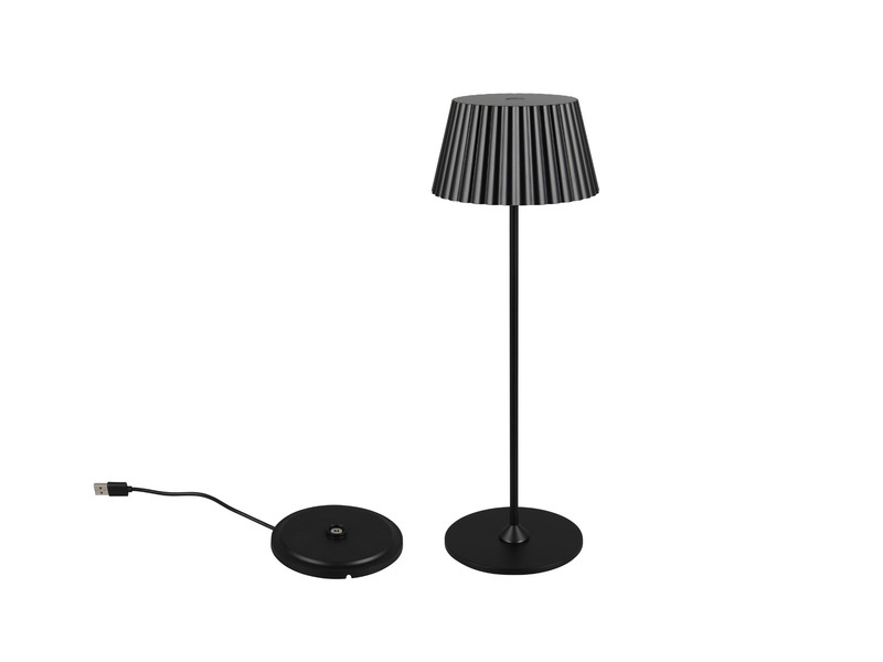 Akku LED Tischleuchte SUAREZ kabellos für Innen & Außen, Schwarz - Höhe 39cm