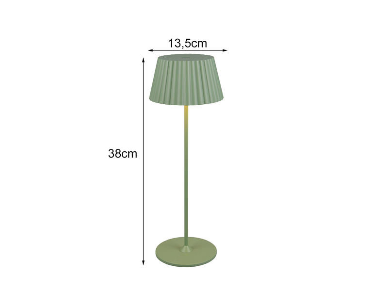 Akku LED Tischleuchte SUAREZ kabellos für Innen & Außen, Grün - Höhe 39cm