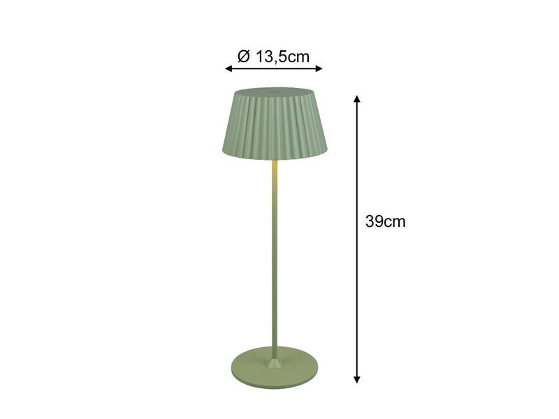 Akku LED Tischleuchte SUAREZ kabellos für Innen & Außen, Grün - Höhe 39cm