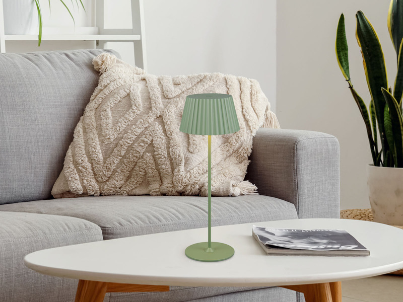 Akku LED Tischleuchte SUAREZ kabellos für Innen & Außen, Grün - Höhe 39cm