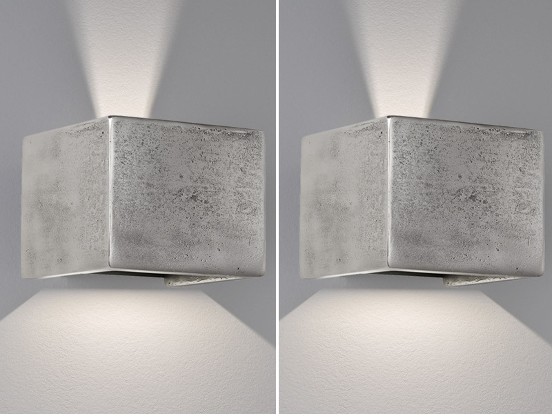 2er SET LED Wandlampen Silber Antik, Würfel Up and Down, 12cm breit