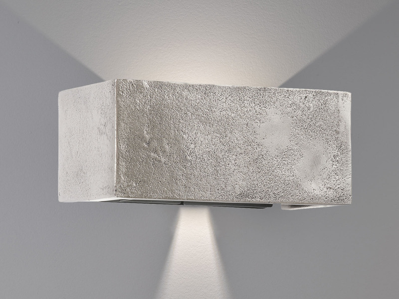 2er SET LED Wandlampen Silber Antik, rechteckig Up and Down, 23cm breit