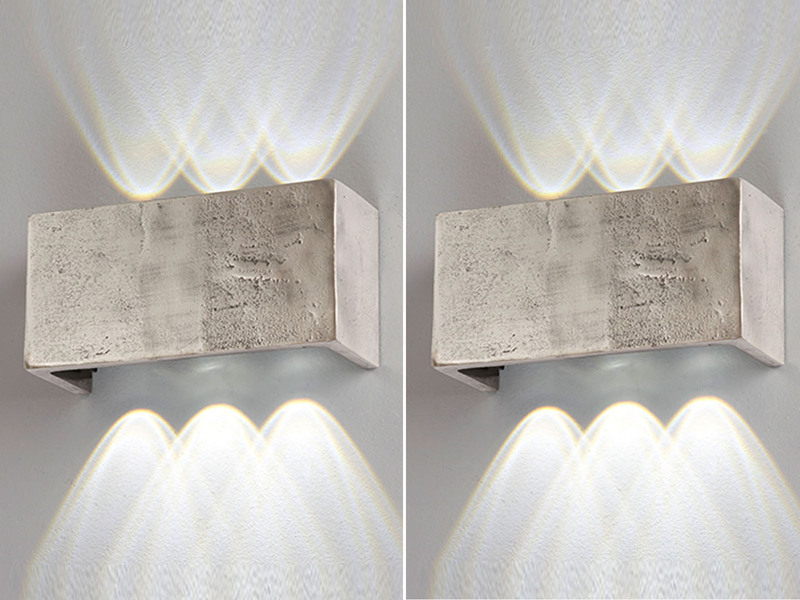 2er SET LED Wandlampen Silber Antik, rechteckig Up and Down, 21cm breit