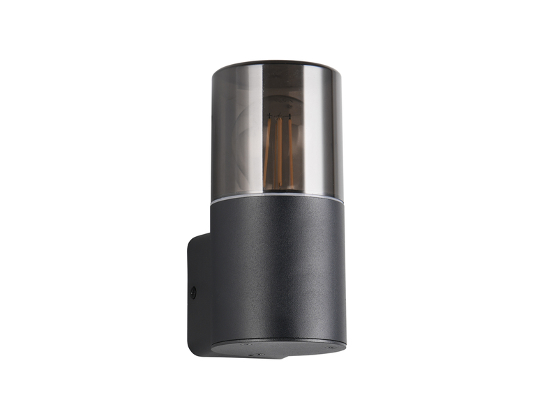 Außenwandleuchte HOOSIC Aluminium Schwarz & Rauchfarbig E27, Höhe 17,5cm