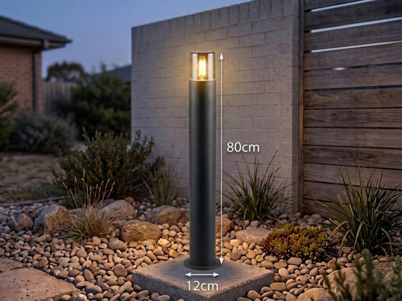 Wegeleuchte HOOSIC aus Aluminium in Schwarz & Rauchfarbig E27, Höhe 80cm