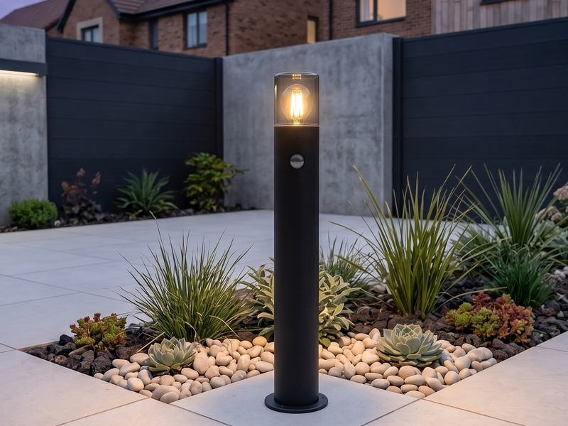 LED Wegeleuchte Schwarz Rauchgrau mit Bewegungsmelder, Höhe 80cm