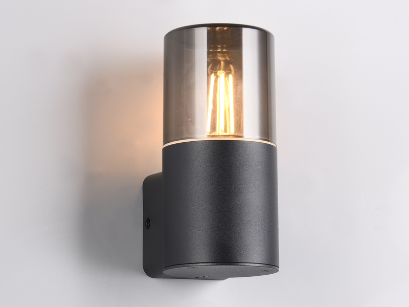 LED Außenwandleuchte aus Aluminium in Schwarz/Rauchfarbig, Höhe 17,5cm