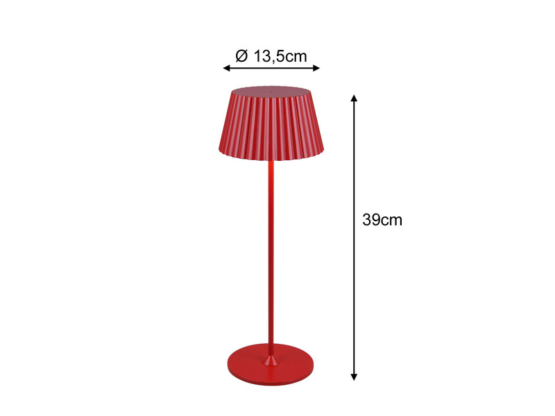 2er SET Akku LED Tischlampen kabellos für Innen & Außen, Rot - Höhe 39cm