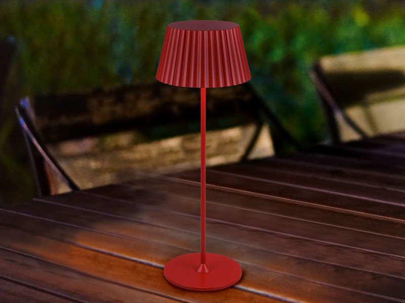 2er SET Akku LED Tischlampen kabellos für Innen & Außen, Rot - Höhe 39cm