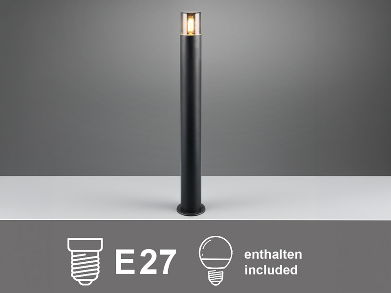 LED Wegeleuchte aus Aluminium Schwarz & Rauchfarbig, Höhe 80cm