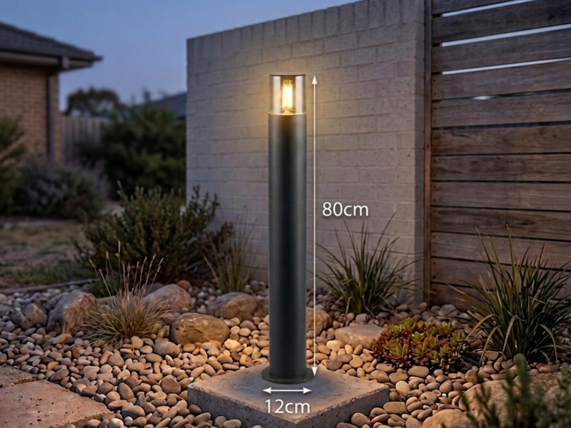 LED Wegeleuchte aus Aluminium Schwarz & Rauchfarbig, Höhe 80cm