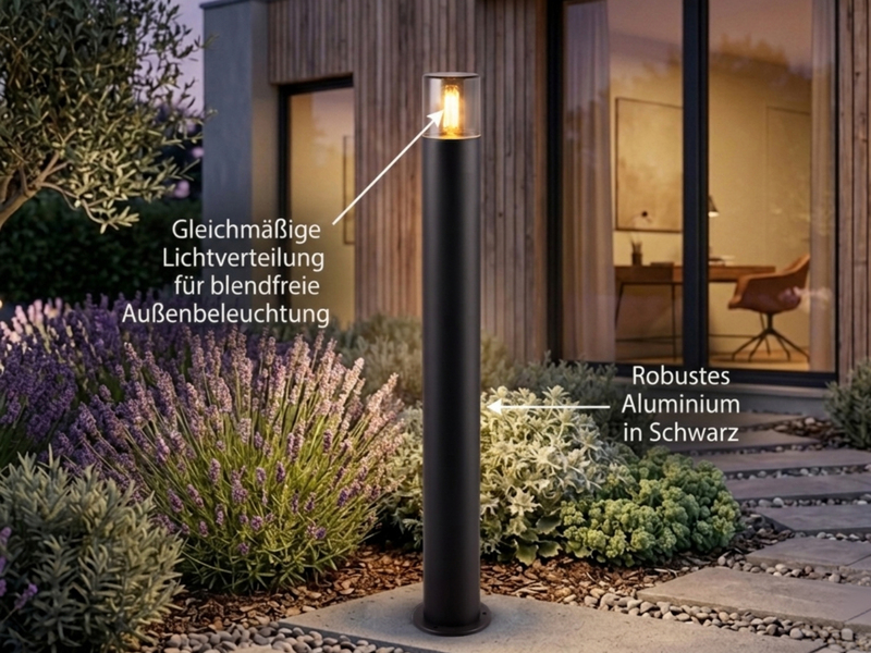 LED Wegeleuchte aus Aluminium Schwarz & Rauchfarbig, Höhe 80cm