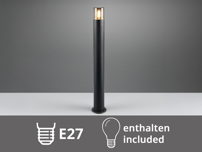 LED Wegeleuchte aus Aluminium Schwarz & Rauchfarbig, Höhe 80cm