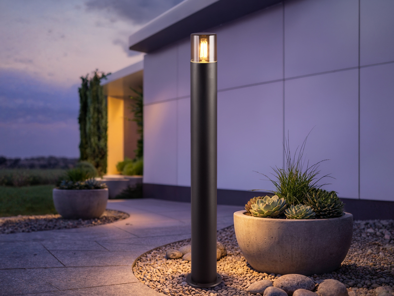 LED Wegeleuchte aus Aluminium Schwarz & Rauchfarbig, Höhe 80cm