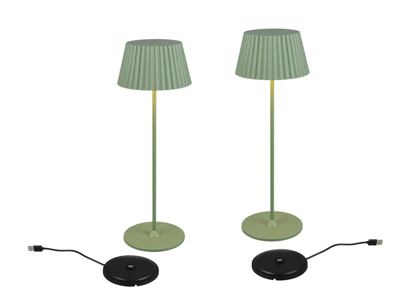 Akku LED Tischleuchten 2er SET kabellos für Innen & Außen, Grün - Höhe 39cm