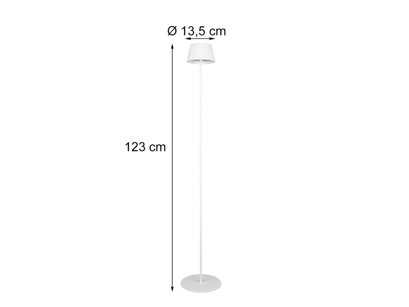Akku Stehlampe SUAREZ für Outdoor kabellos in Weiß, klein 123cm