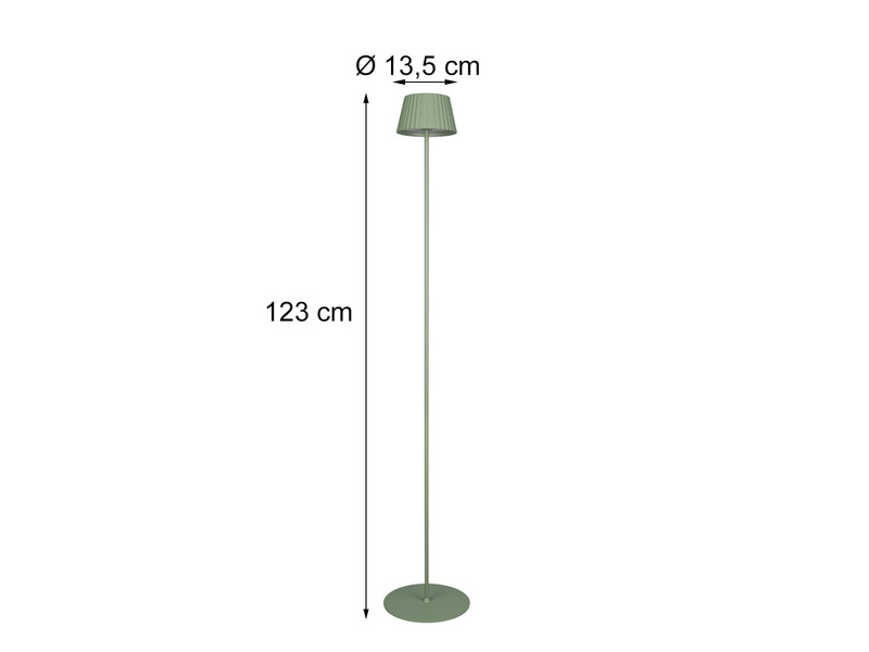 Akku Stehlampe SUAREZ für Outdoor kabellos in Grün, klein 123cm