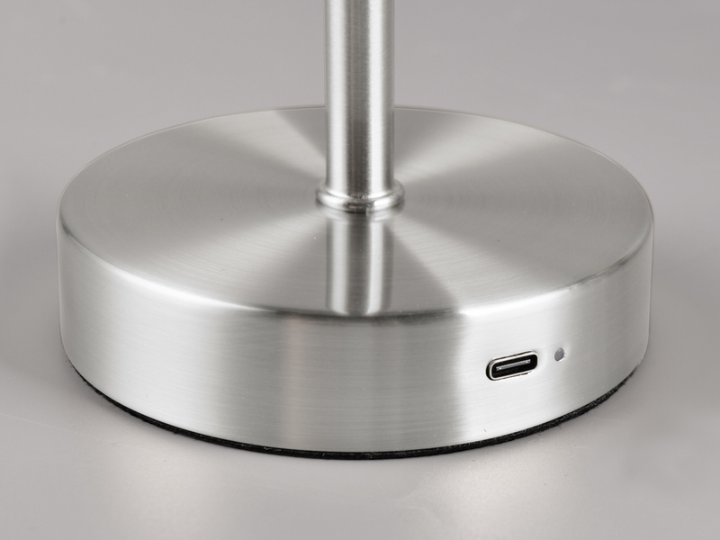 Akku Tischleuchte JEFF per USB aufladbar, Sensordimmer, Silber matt, 30cm