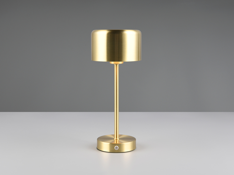 Akku Tischleuchte JEFF per USB aufladbar, Sensordimmer, Messing matt, H: 30cm