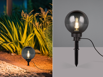 LED Leuchtkugel für den Garten mit Strom rauchfarbig, 5m Kabel, Ø 20 cm