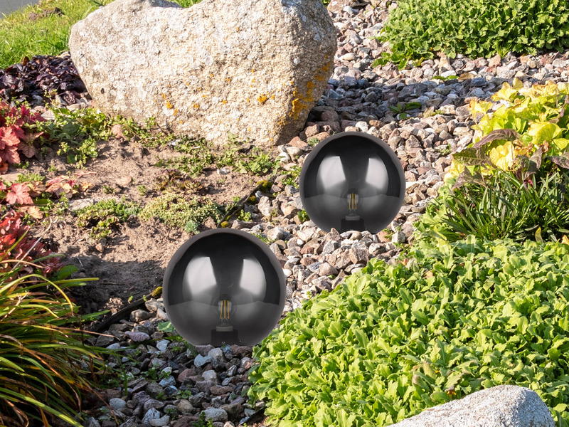 LED Leuchtkugel für den Garten mit Strom rauchfarbig, 5m Kabel, Ø 30 cm