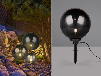 LED Leuchtkugel für den Garten mit Strom rauchfarbig, 5m Kabel, Ø 40 cm