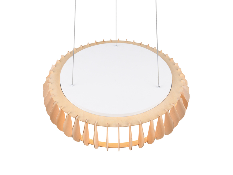 LED Pendelleuchte MONTE Naturholz Lamellen & Fernbedienung, Ø 60cm