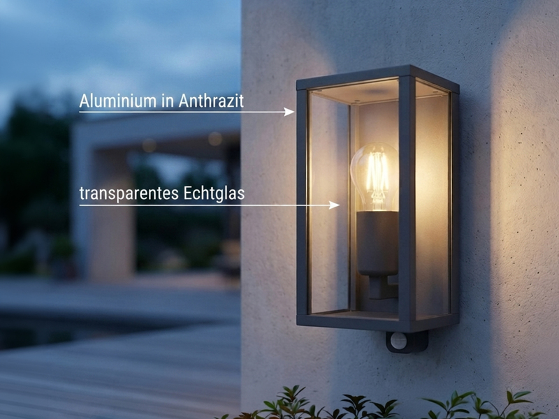 LED Außenwandleuchte mit Bewegungsmelder in Anthrazit, Höhe 29cm
