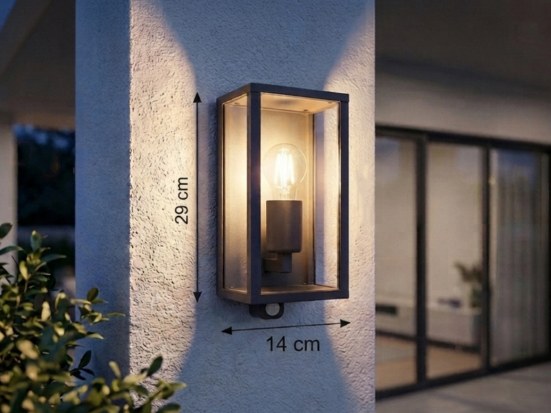 LED Außenwandleuchte mit Bewegungsmelder in Anthrazit, Höhe 29cm