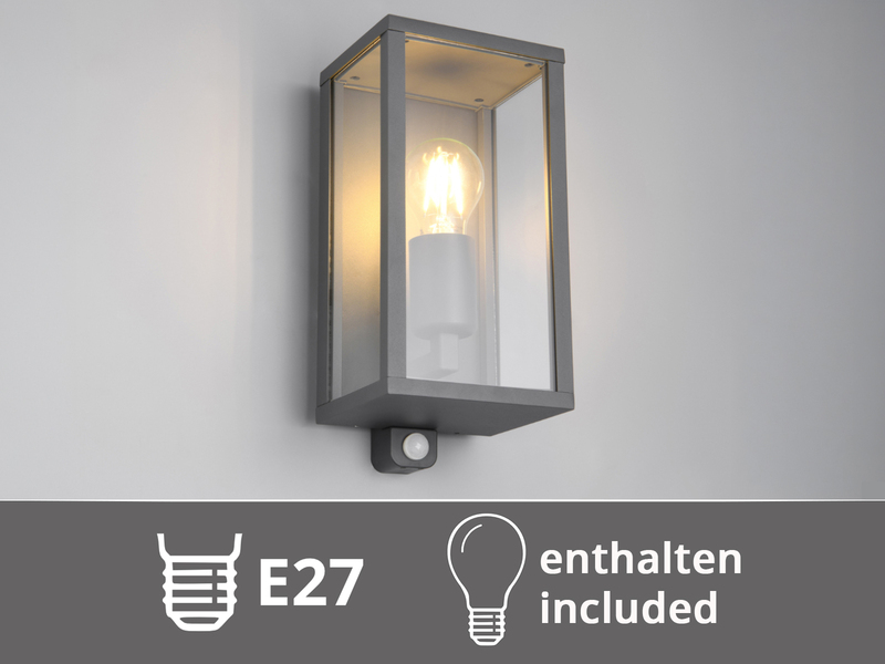 LED Außenwandleuchte mit Bewegungsmelder in Anthrazit, Höhe 29cm